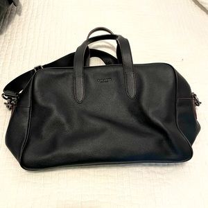 COACH metropolitan soft carryall messenger bag in black polished pebble leather